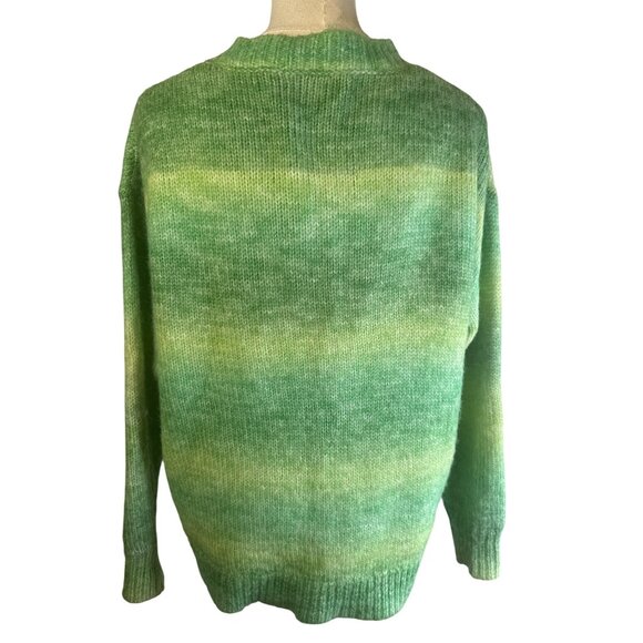 Motel Green Gradient Small Button-Up Cardigan Sweater Polyester/Wool Blend - Picture 2 of 15